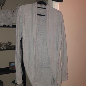 Gray Waffle-Knit Cardigan